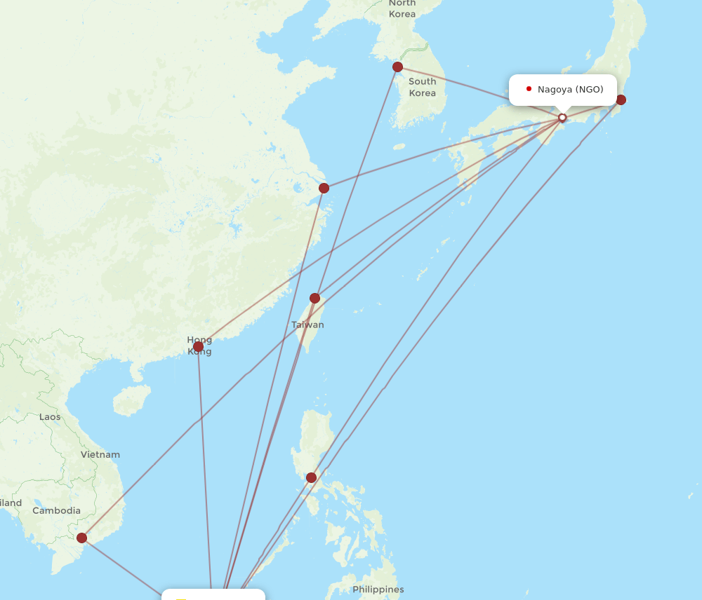 BWN-NGO flight routes