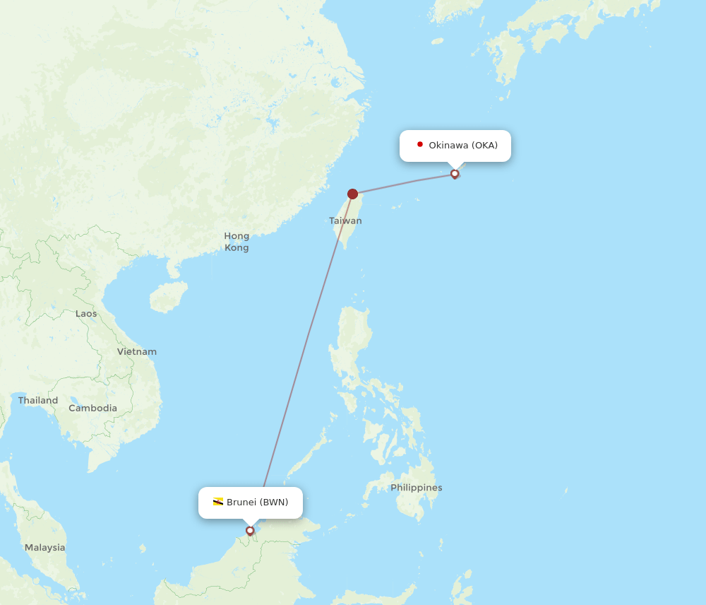 BWN-OKA flight routes