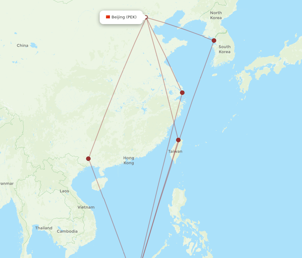 BWN-PEK flight routes