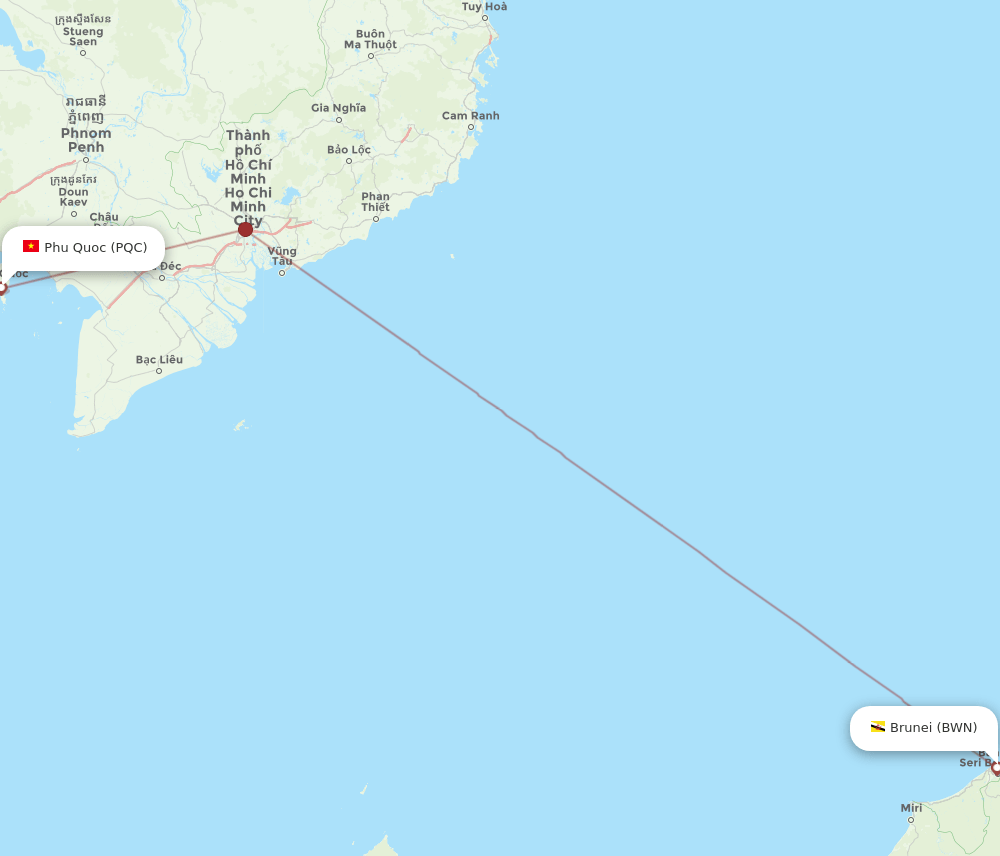 BWN-PQC flight routes