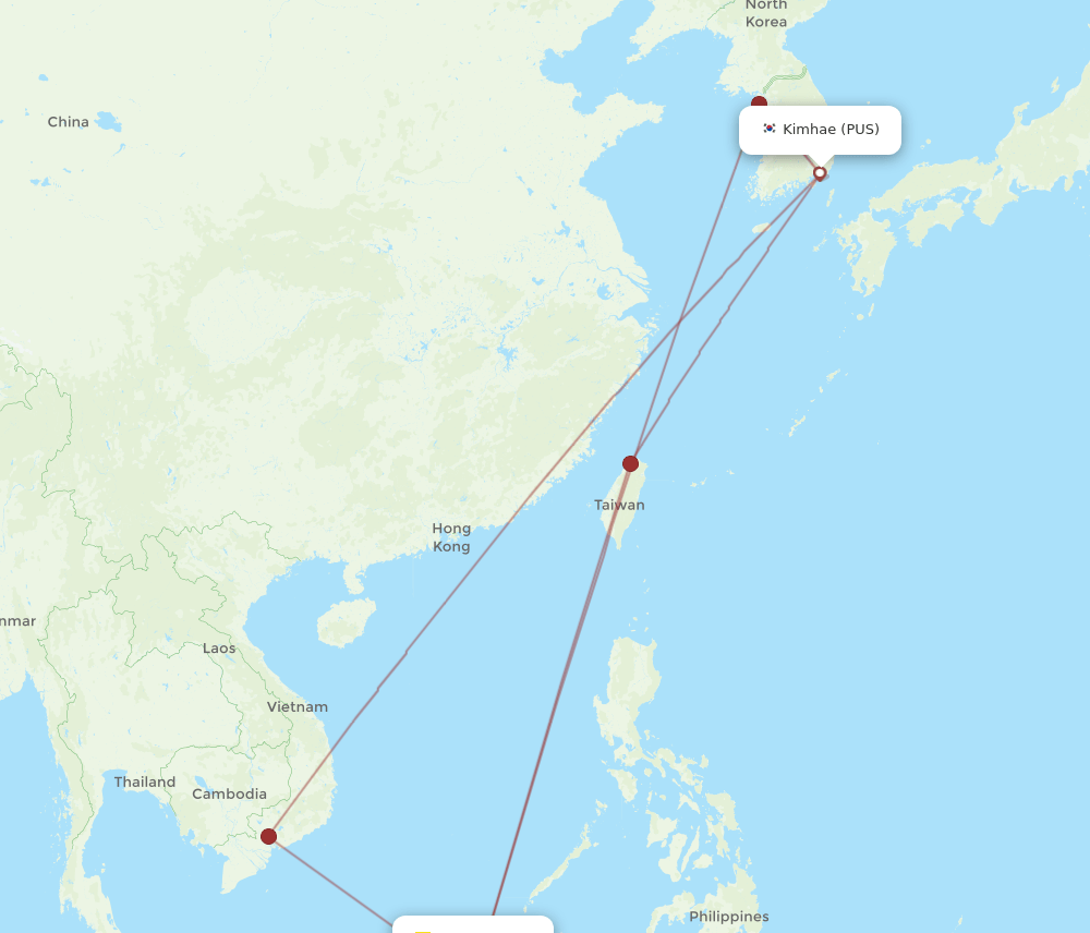 BWN-PUS flight routes