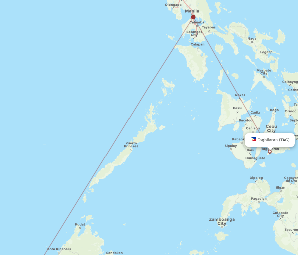 BWN-TAG flight routes