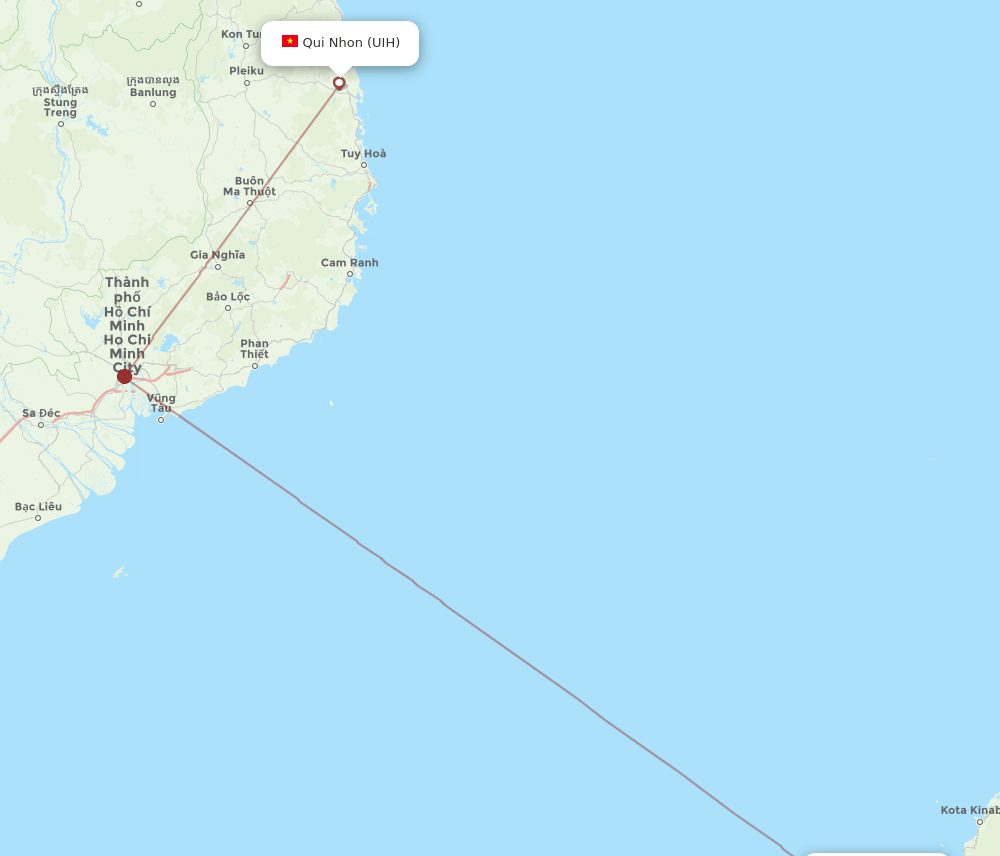 BWN-UIH flight routes