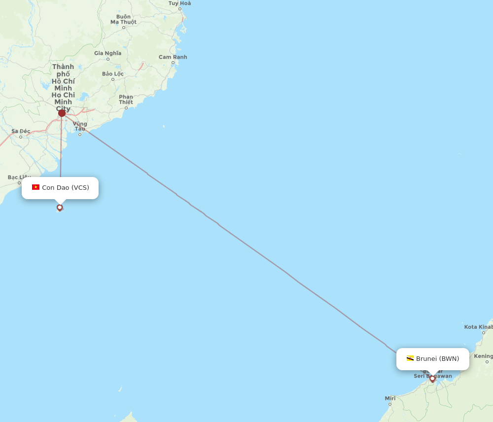 BWN-VCS flight routes