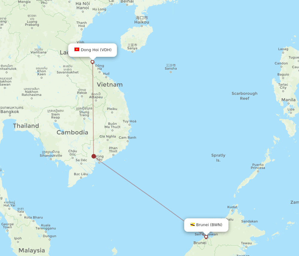 BWN-VDH flight routes