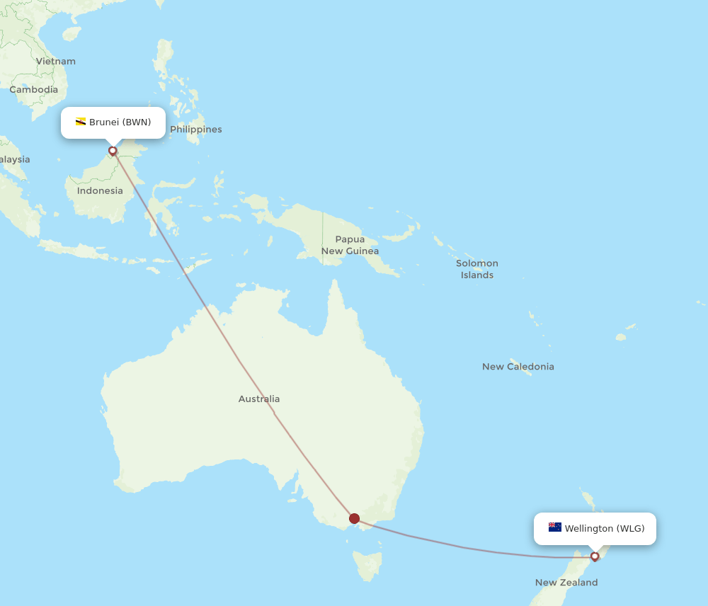 BWN-WLG flight routes