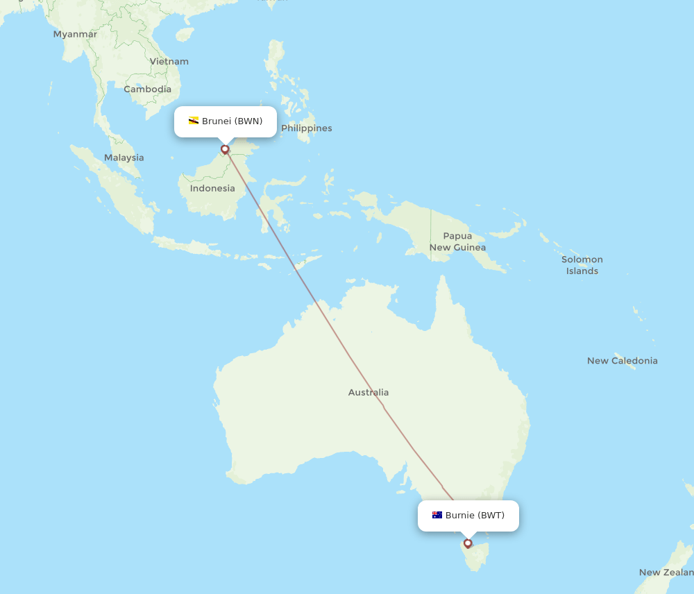 BWT-BWN flight routes