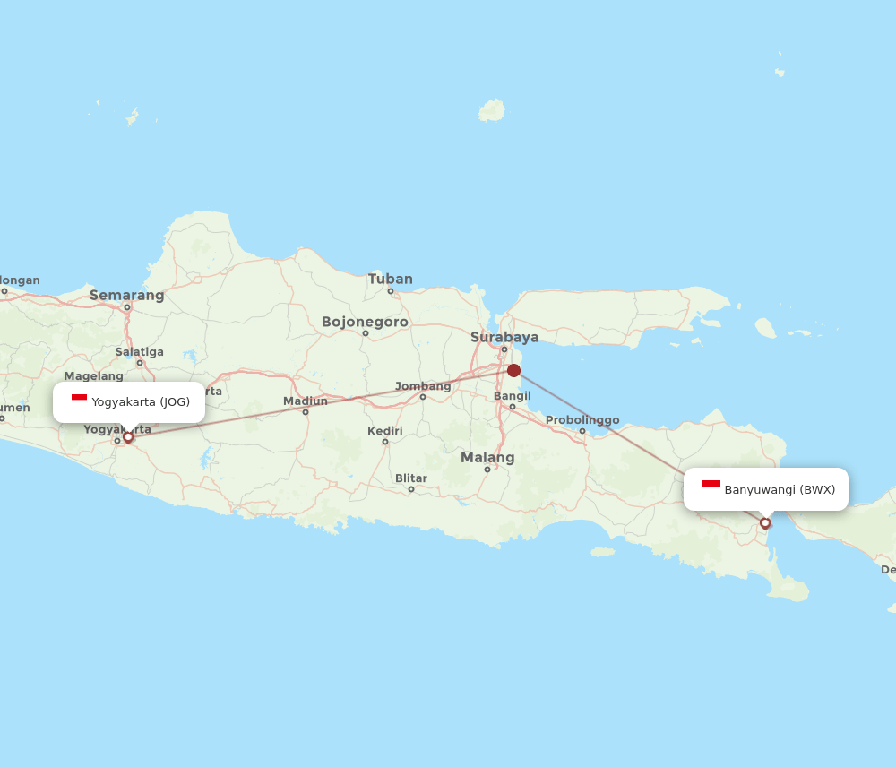 BWX to JOG flights and routes map