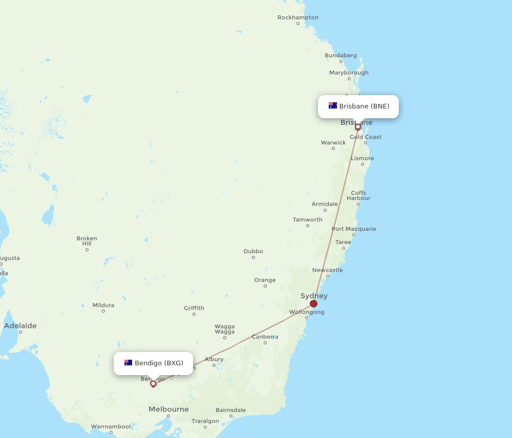 BXG-BNE flight routes