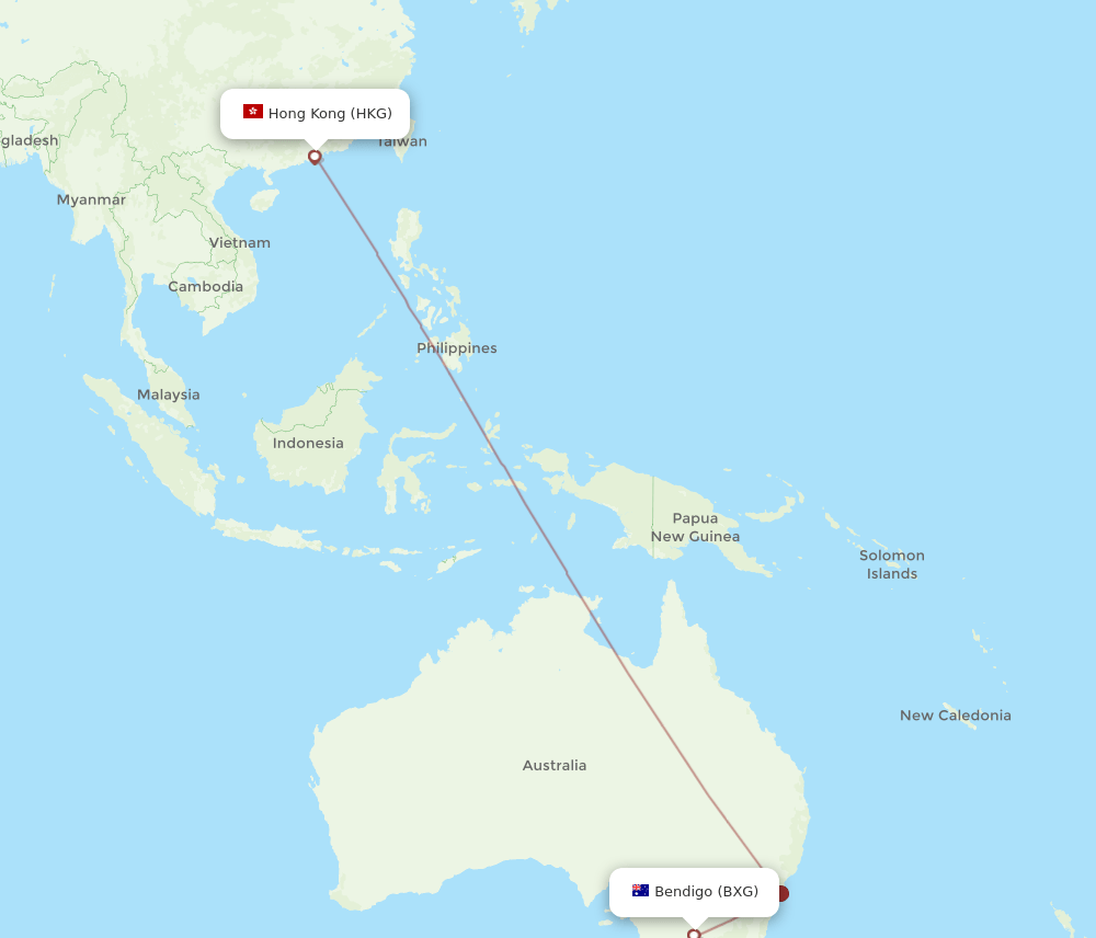 BXG to HKG flights and routes map