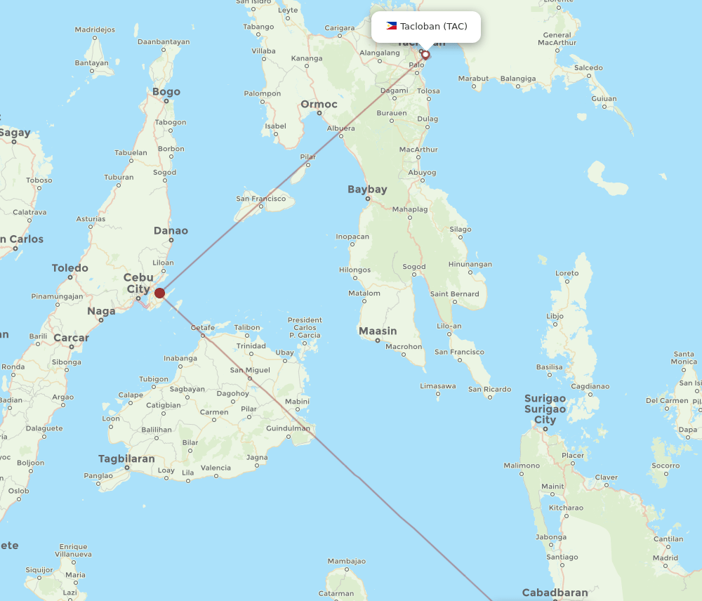 BXU-TAC flight routes