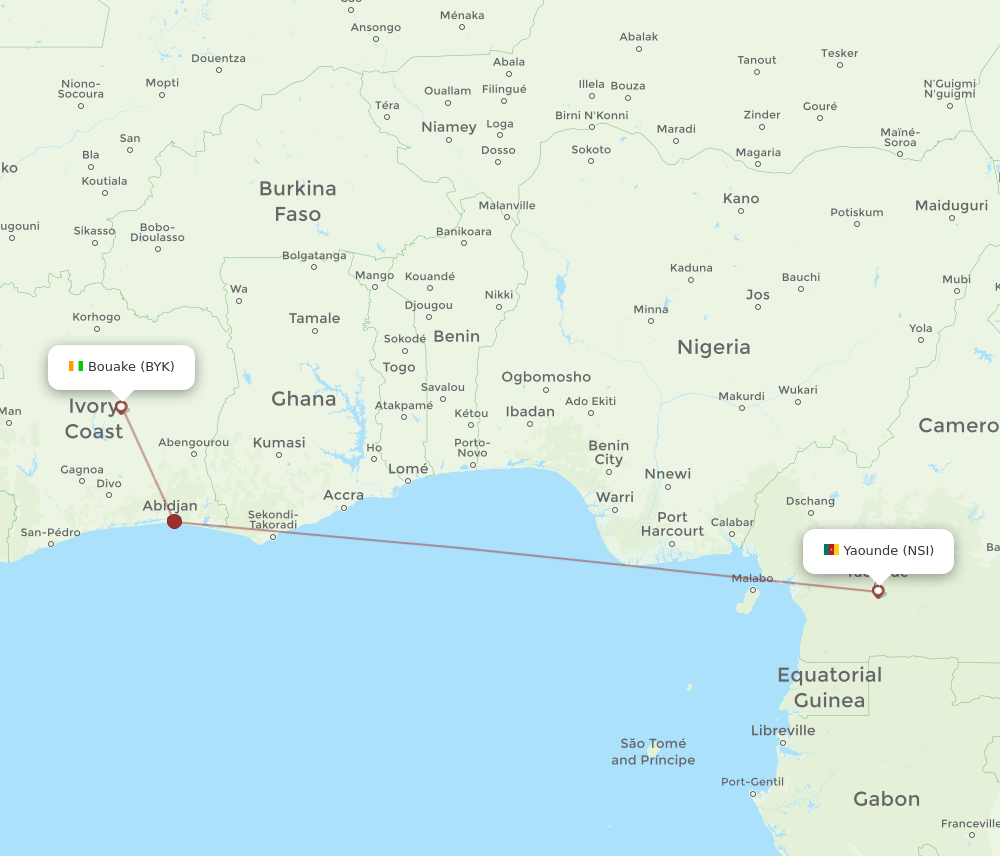 BYK to NSI flights and routes map