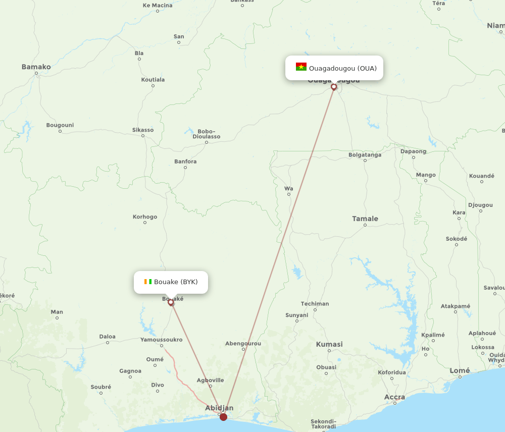 BYK-OUA flight routes