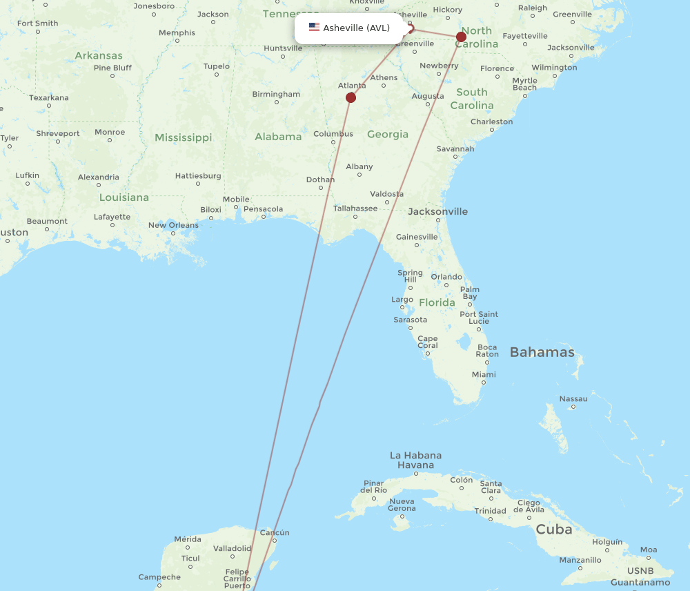 BZE-AVL flight routes