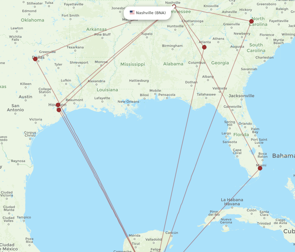 BZE-BNA flight routes