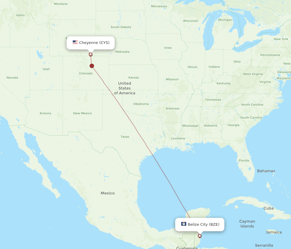 BZE to CYS flights and routes map