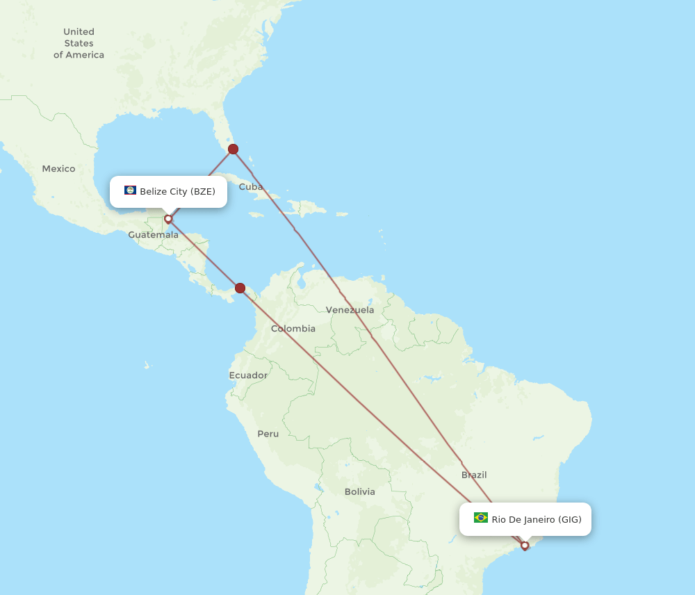BZE-GIG flight routes