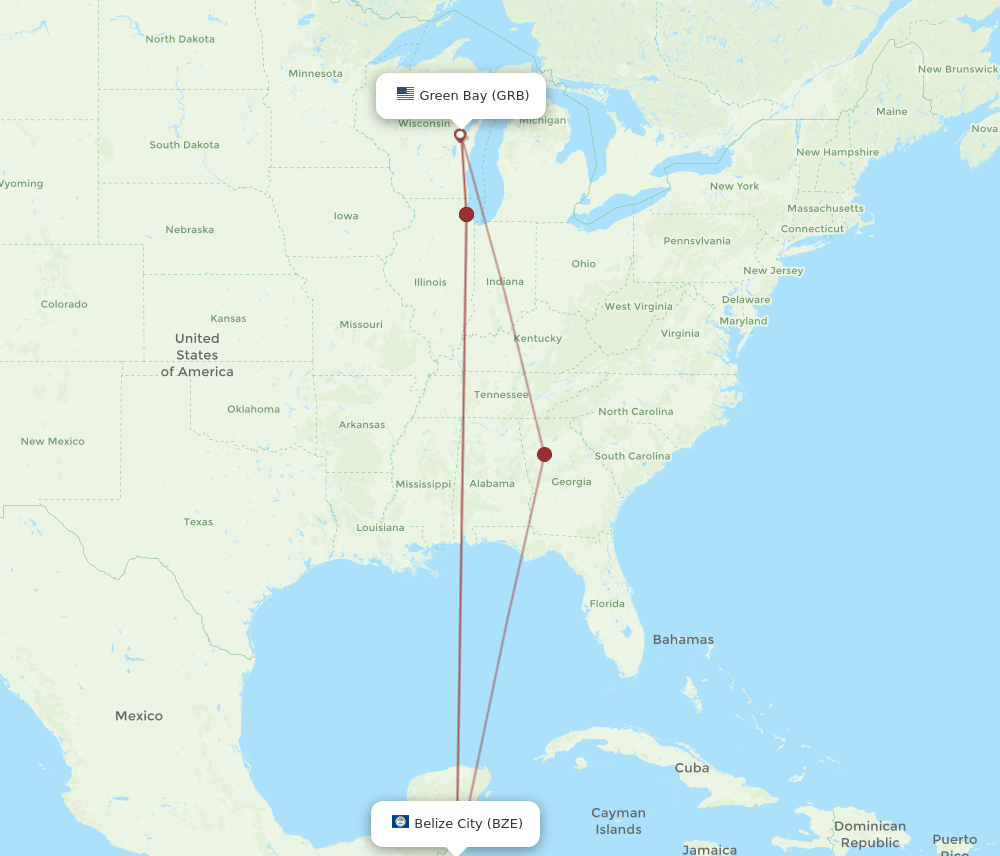 BZE-GRB flight routes