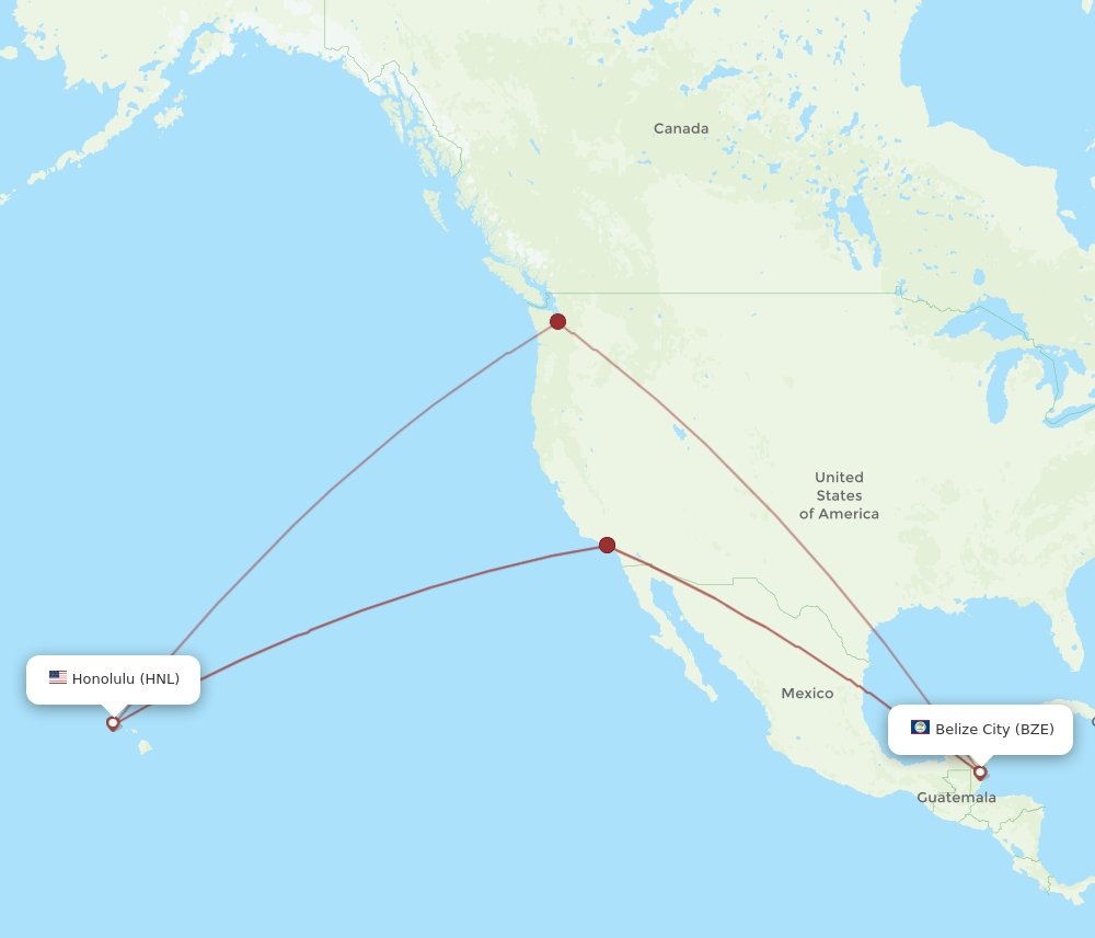 BZE to HNL flights and routes map
