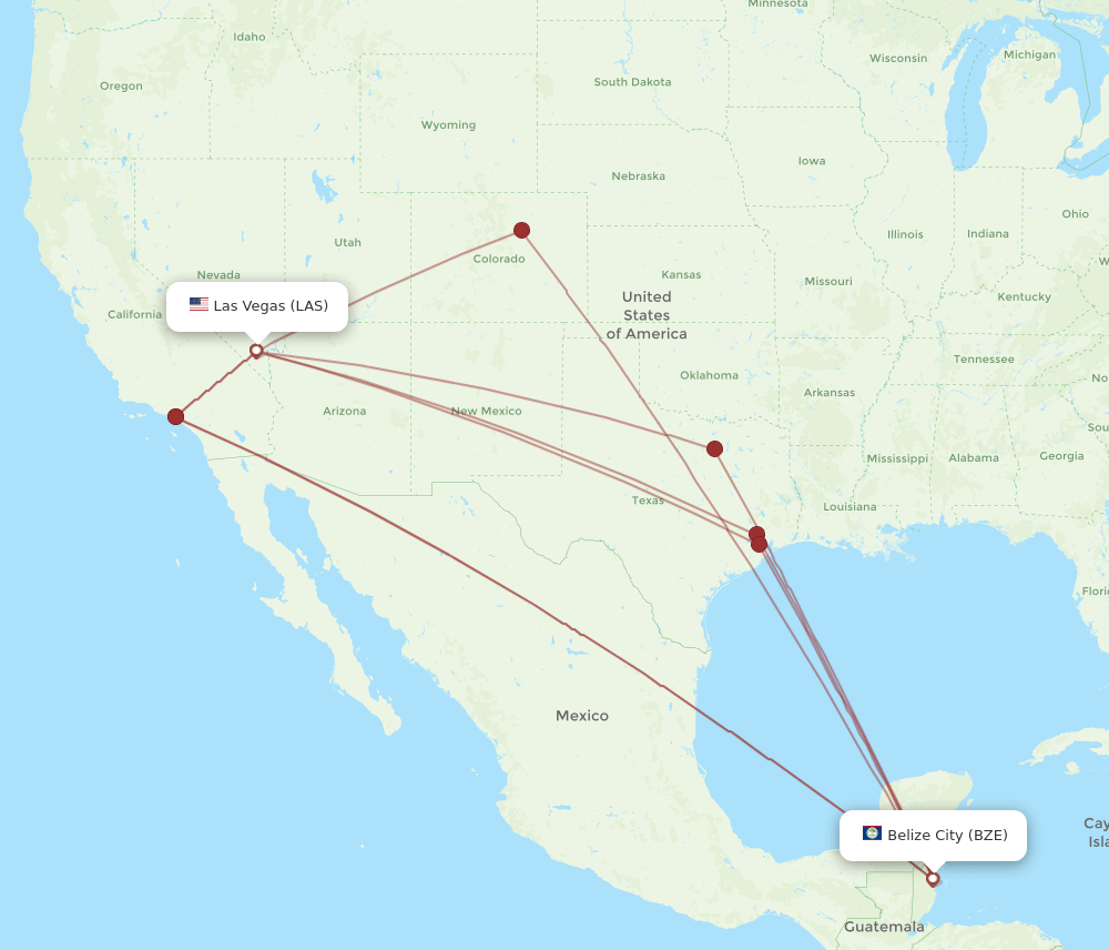 BZE-LAS flight routes