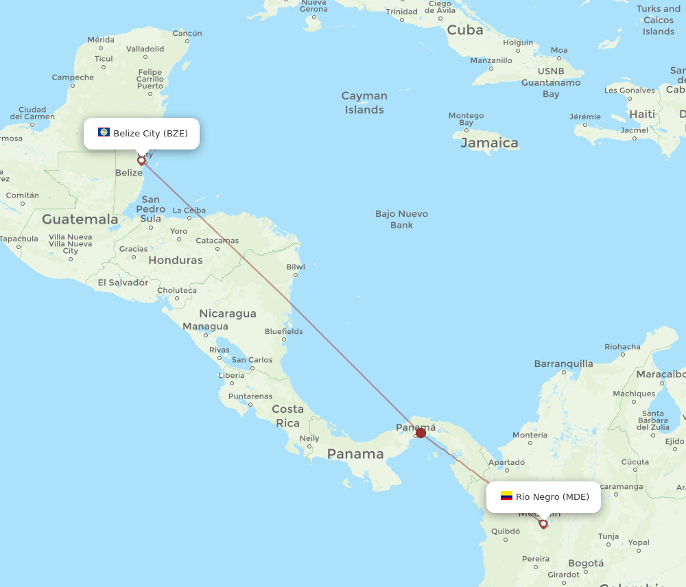 BZE to MDE flights and routes map