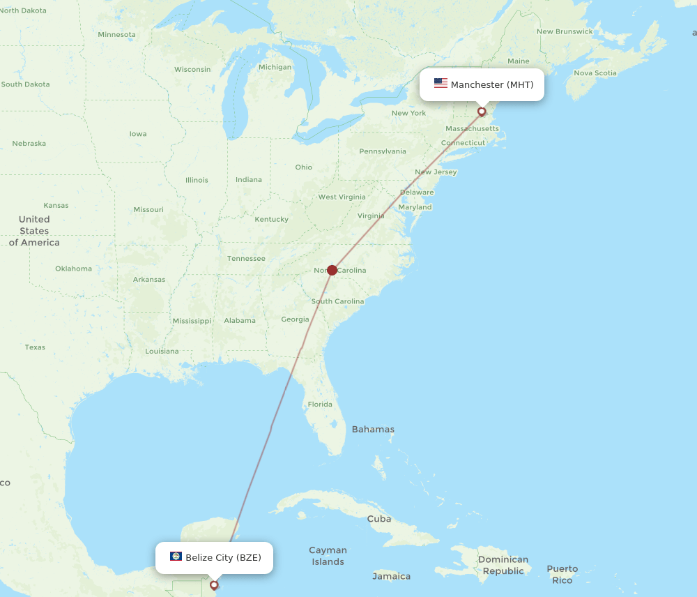BZE-MHT flight routes