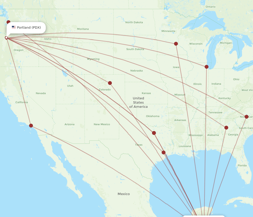 BZE-PDX flight routes