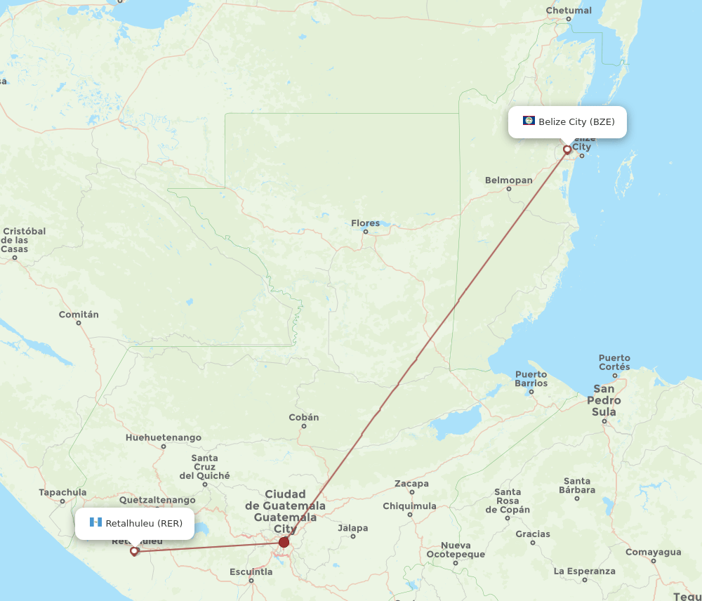 BZE-RER flight routes