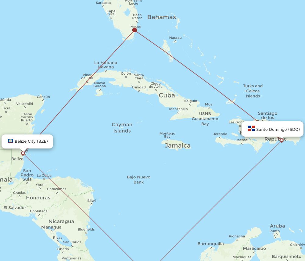 BZE to SDQ flights and routes map