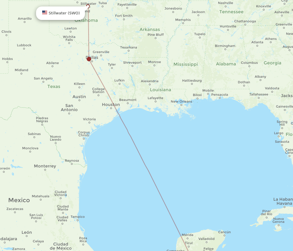 BZE-SWO flight routes