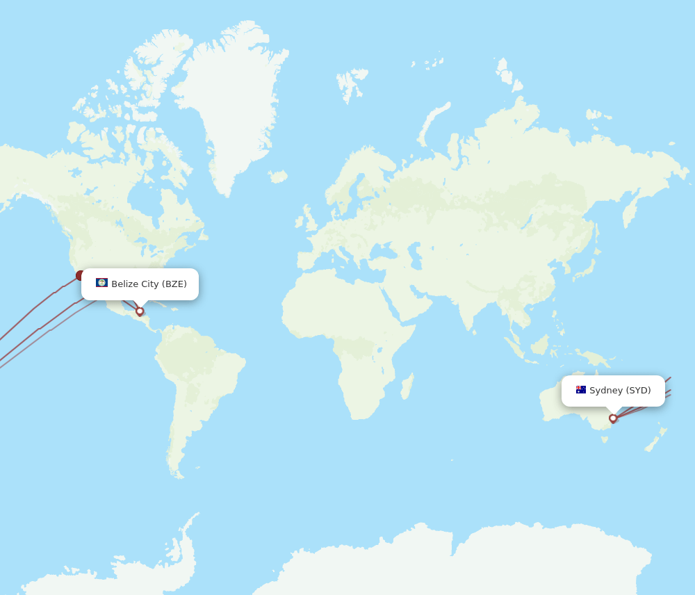BZE-SYD flight routes