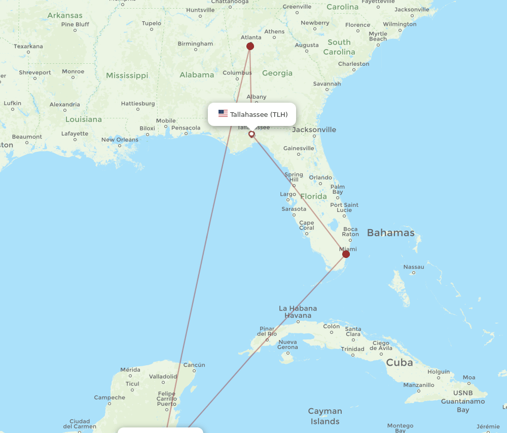 BZE-TLH flight routes
