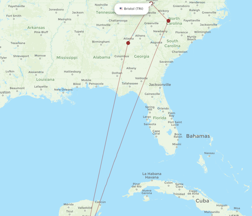 BZE-TRI flight routes