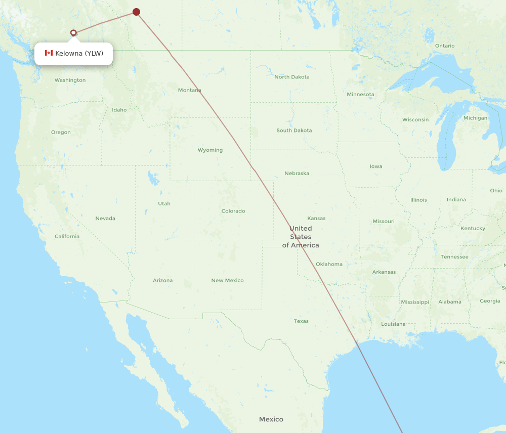 BZE to YLW flights and routes map