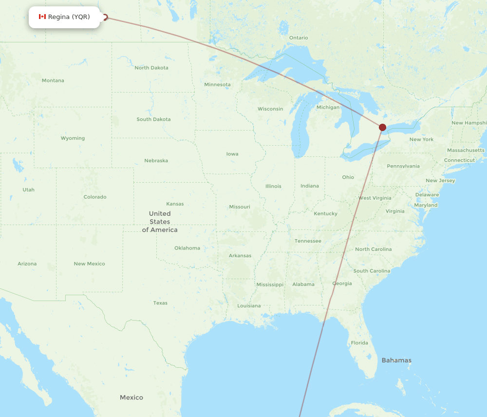 BZE-YQR flight routes
