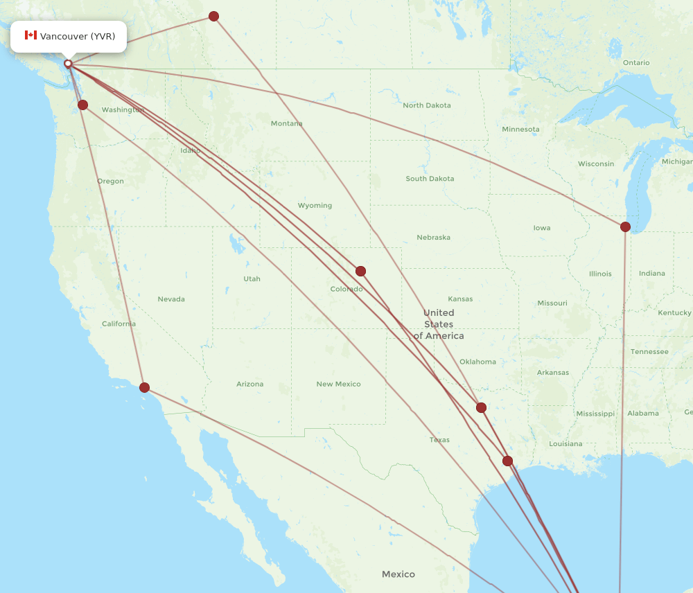 BZE to YVR flights and routes map