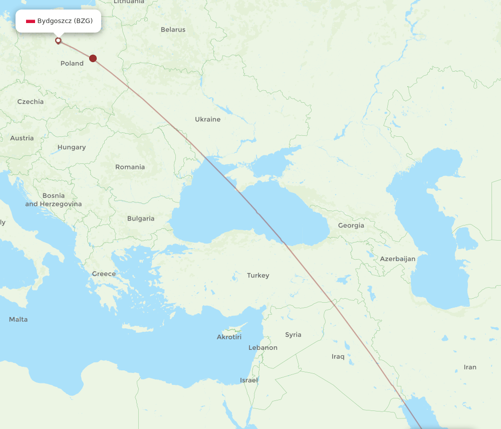 BZG to DOH flights and routes map