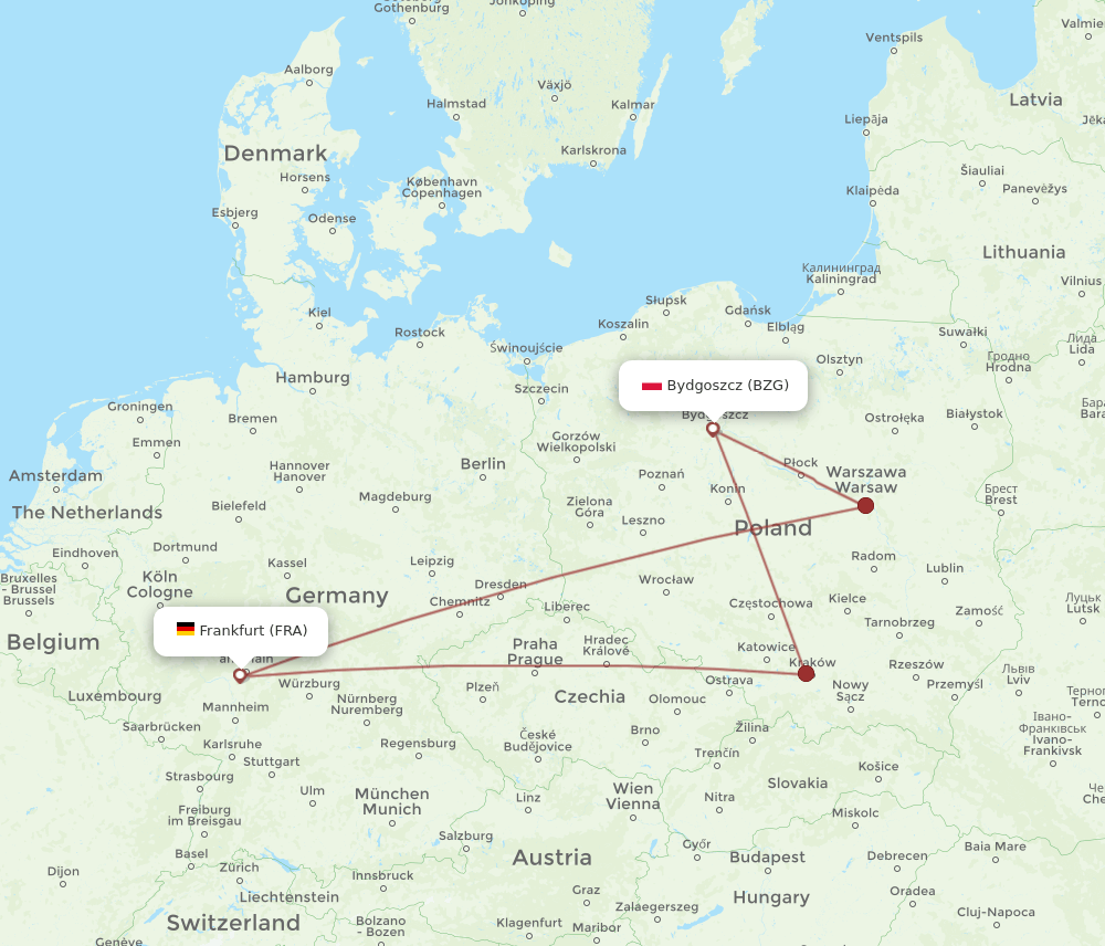 BZG-FRA flight routes