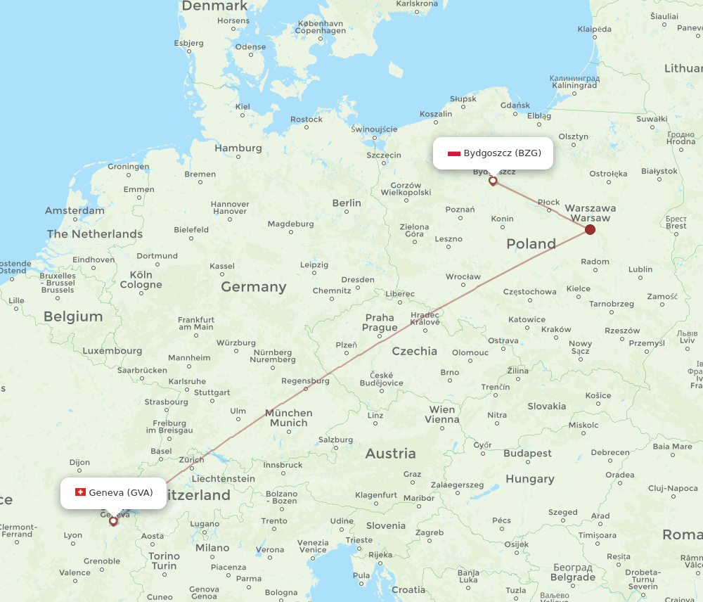 BZG-GVA flight routes