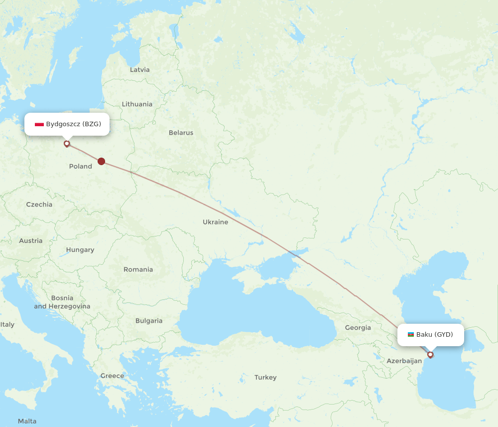 BZG-GYD flight routes