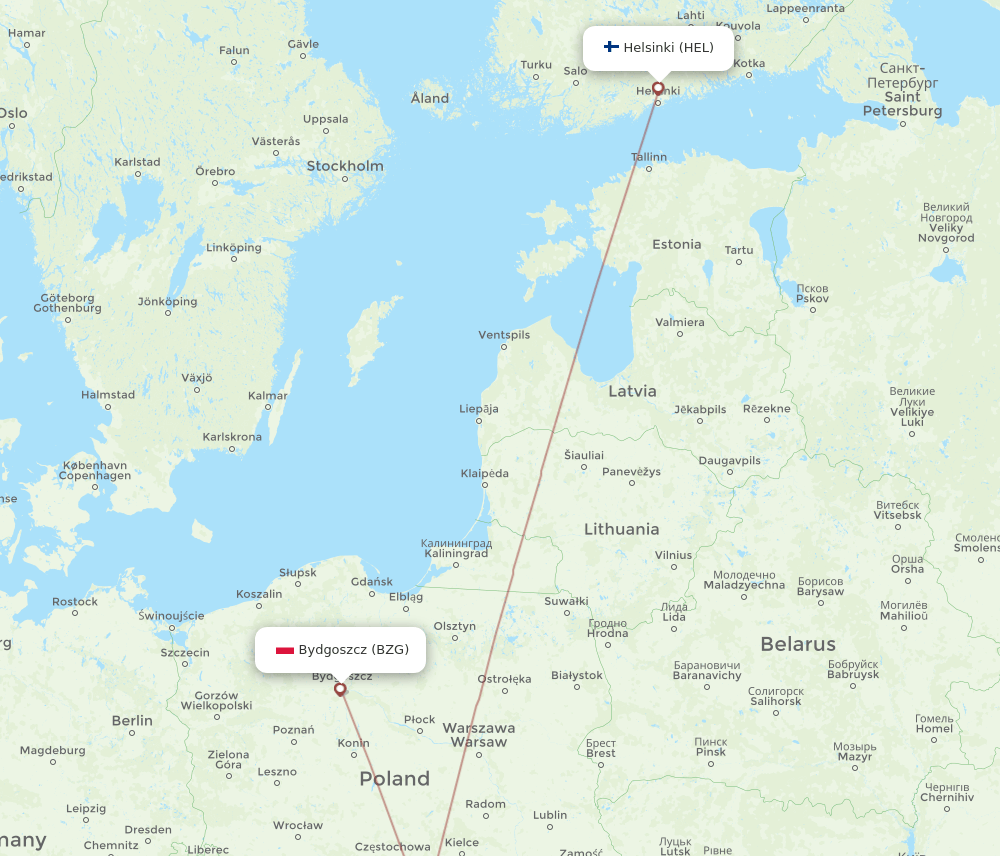 BZG-HEL flight routes
