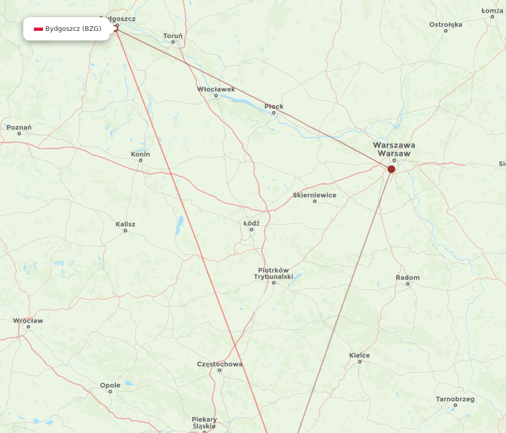 BZG-KRK flight routes