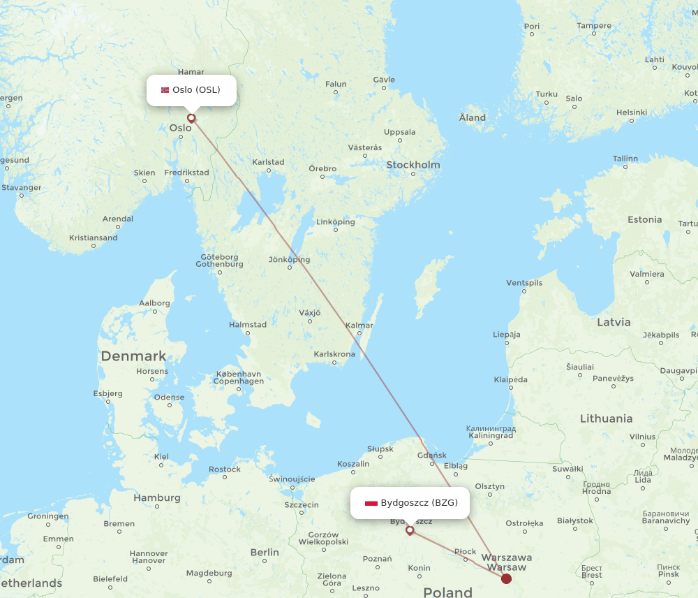 BZG to OSL flights and routes map