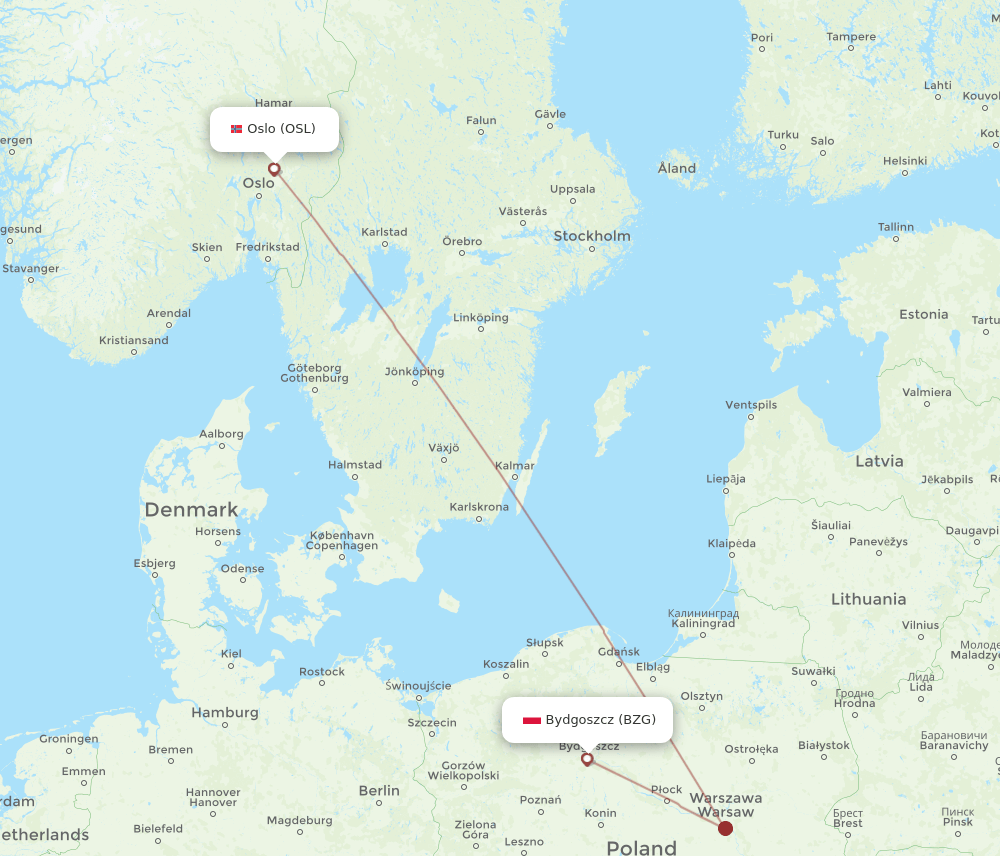 BZG-OSL flight routes