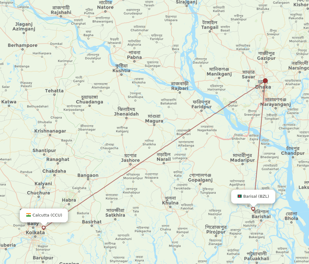 BZL-CCU flight routes
