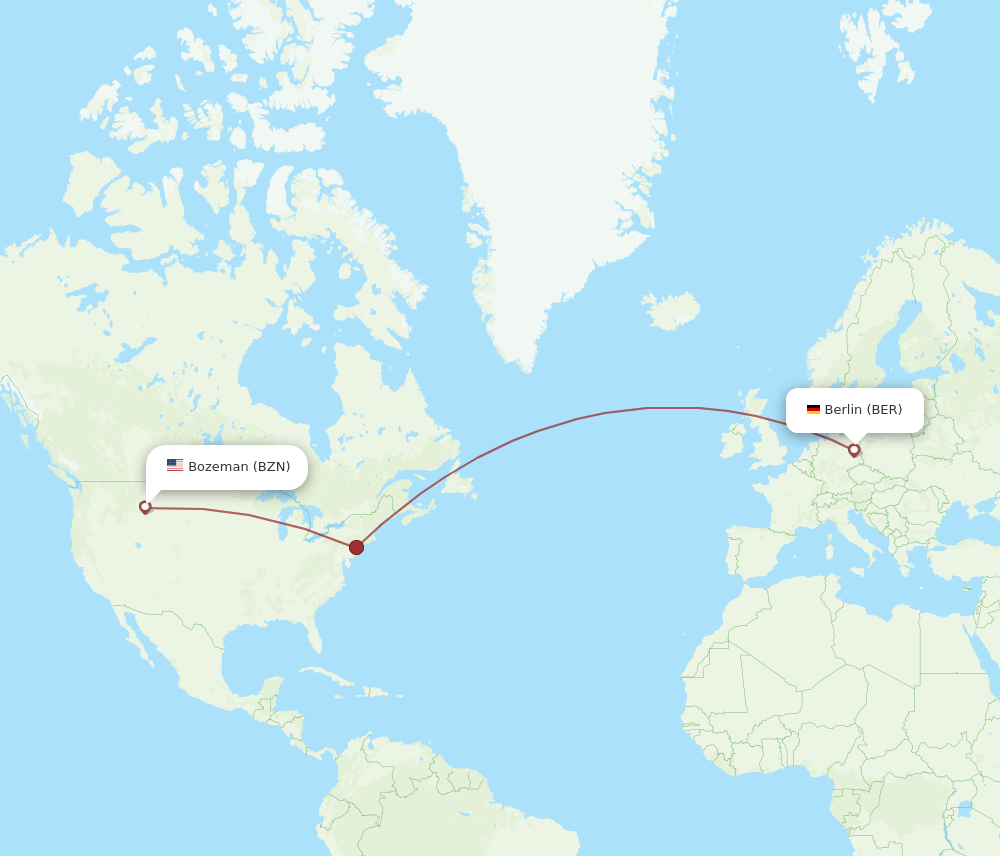 BZN to BER flights and routes map