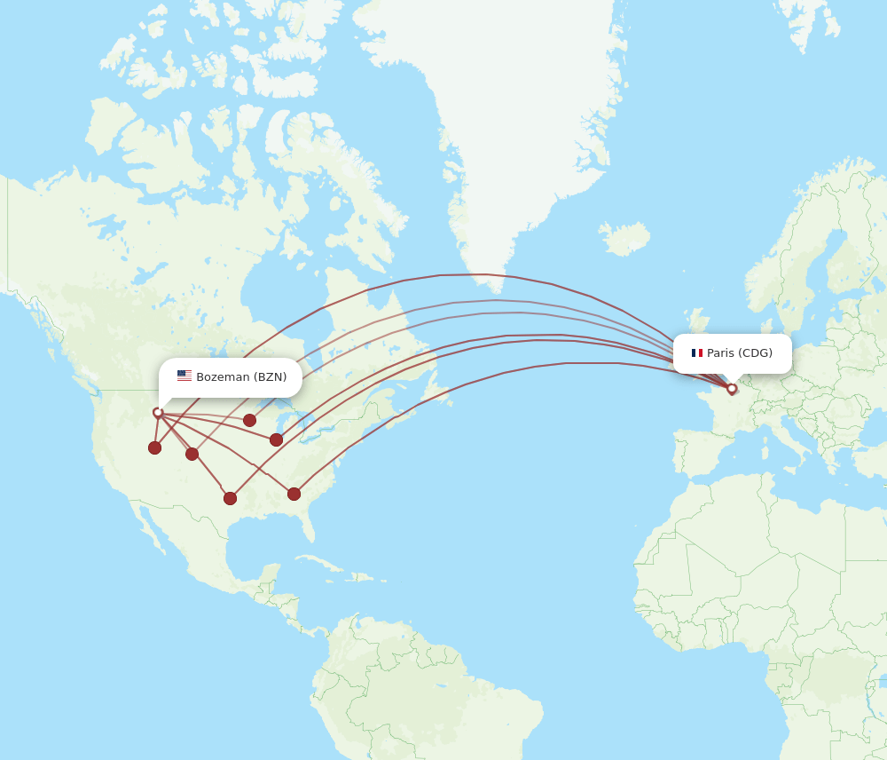 BZN-CDG flight routes