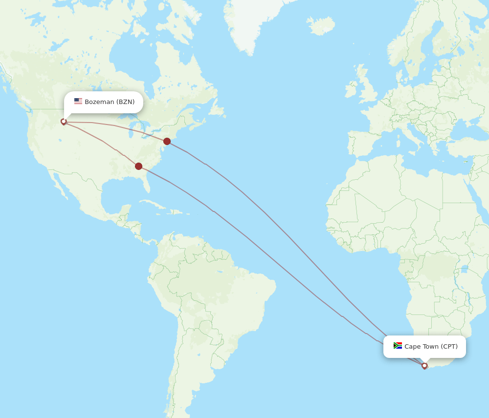 BZN-CPT flight routes