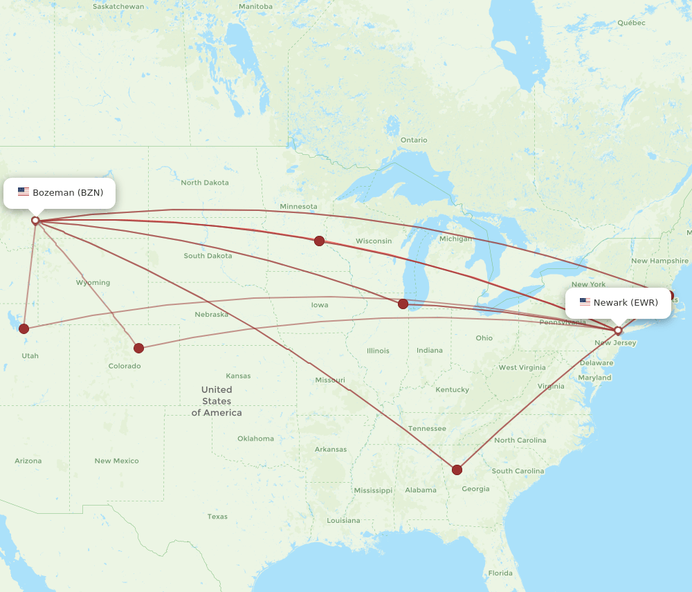 BZN-EWR flight routes