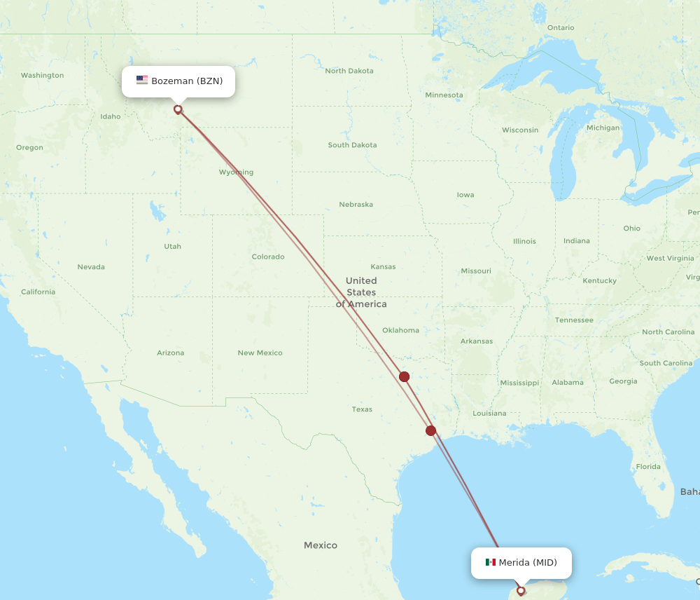 BZN-MID flight routes